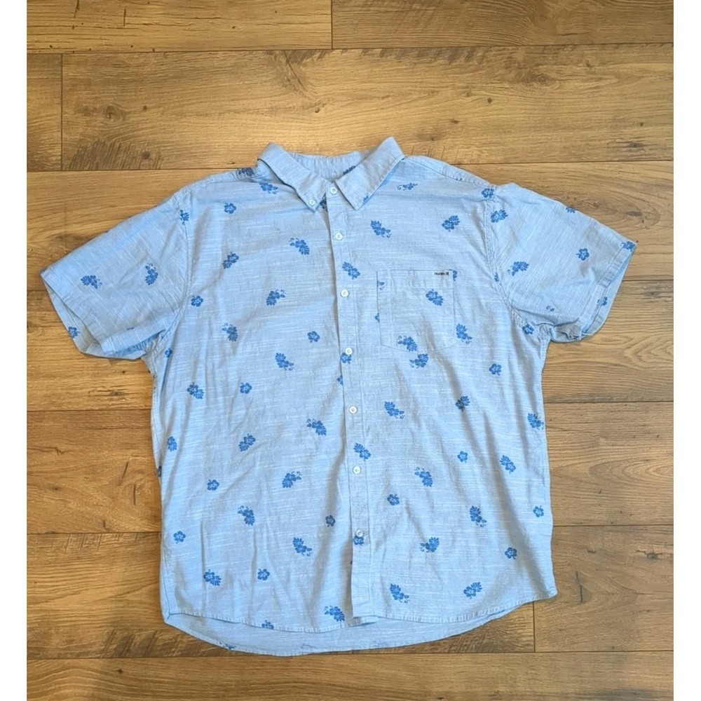 Hurley Men's One and Only Lido Stretch Hawaiian Button Down Short Sleeve Sz XXL